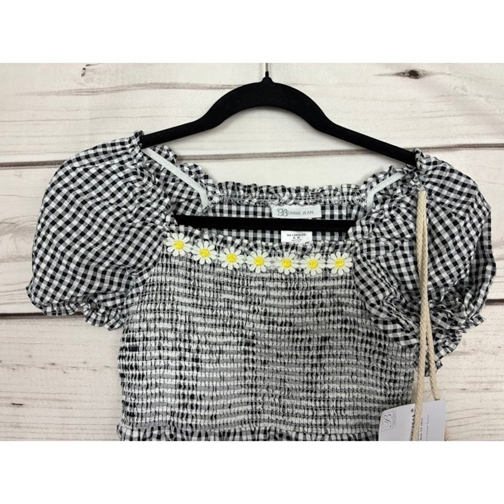 Bonnie Jean‎ Girls Gingham Smocked Tiered Dress with Daisy Trim & Purse Size 12 - Picture 5 of 10